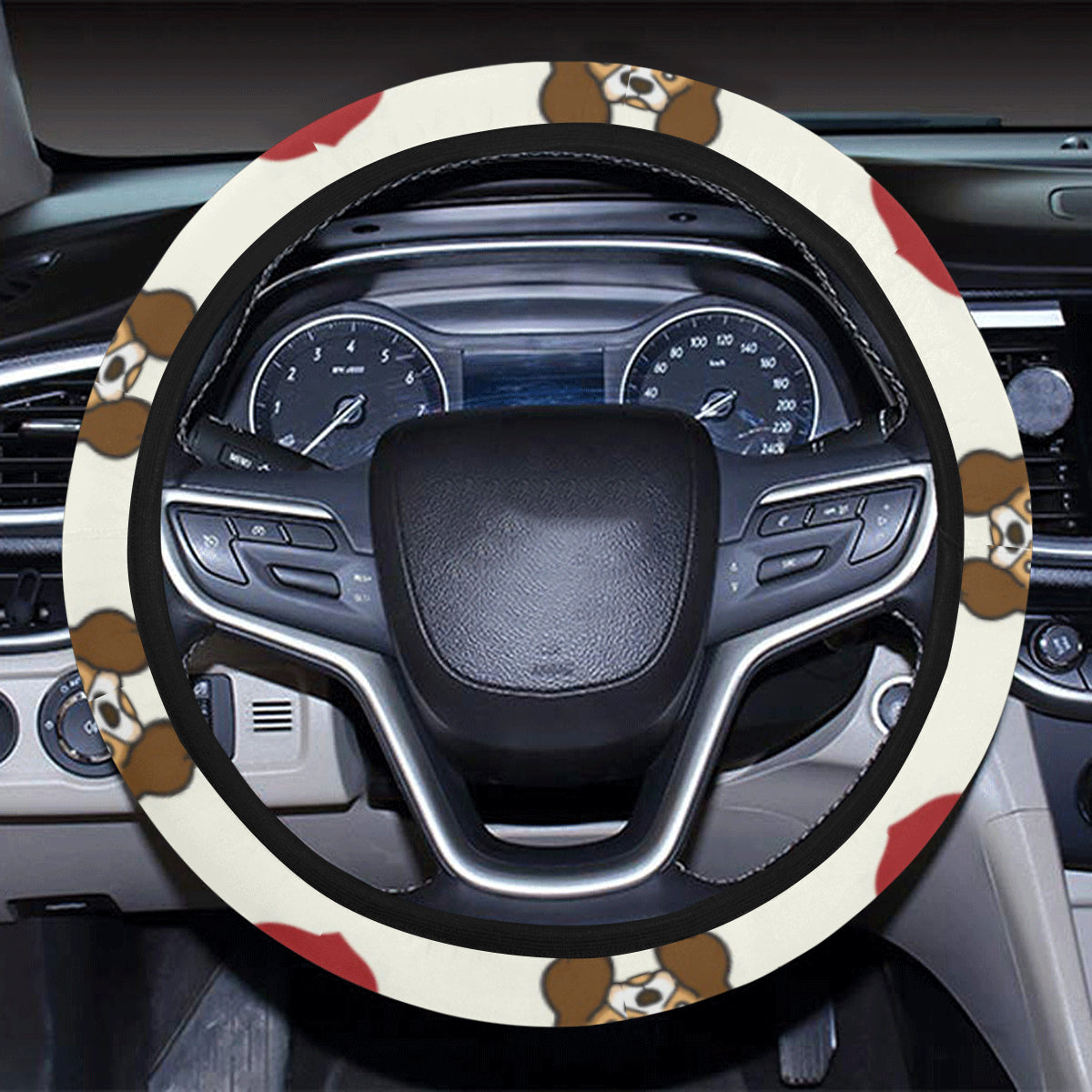 Cavalier King Charles Spaniels Pattern Print Desig Steering Wheel Cover with Elastic Edge