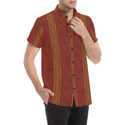 Maori Pattern Print Design 05 Men's Short Sleeve Button Up Shirt