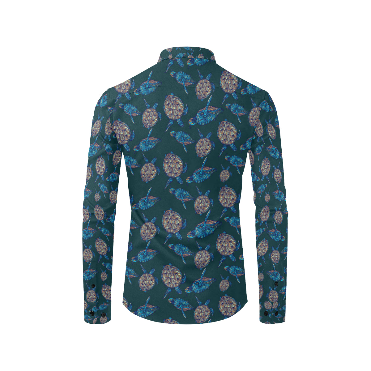 Sea Turtle Hand Drawn Blue Print Men's Long Sleeve Shirt