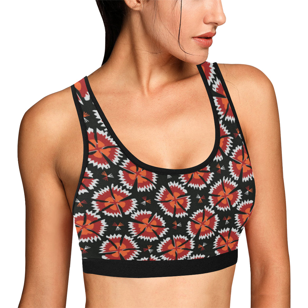 Carnations Pattern Print Design CN03 Sports Bra