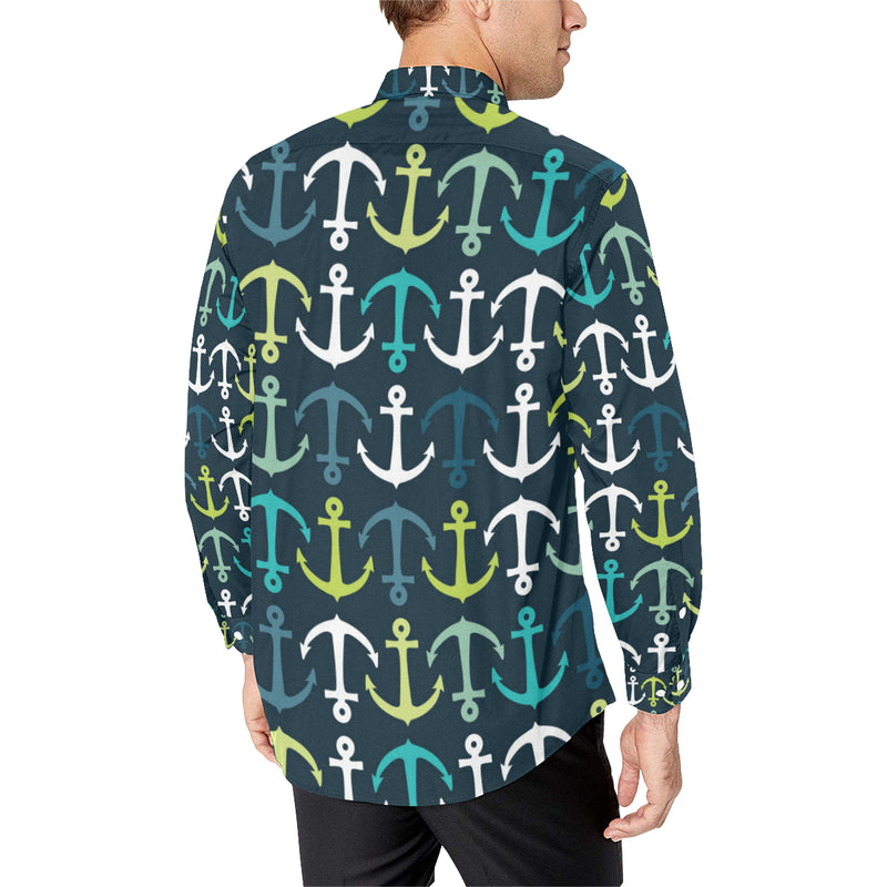 Anchor Pattern Print Design 03 Men's Long Sleeve Shirt