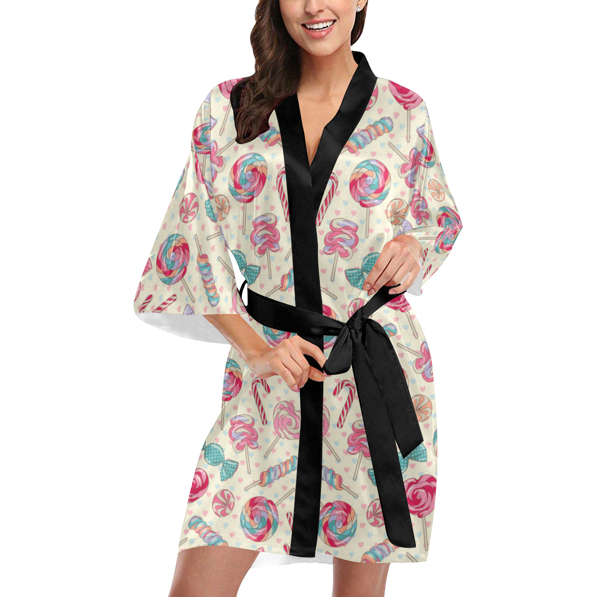 Candy Pattern Print Design CA04 Women's Short Kimono