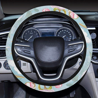 Apple blossom Pattern Print Design AB06 Steering Wheel Cover with Elastic Edge