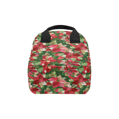 Poinsettia Pattern Print Design POT03 Insulated Lunch Bag