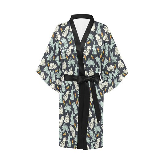Bunny Pattern Print Design 04 Women's Short Kimono
