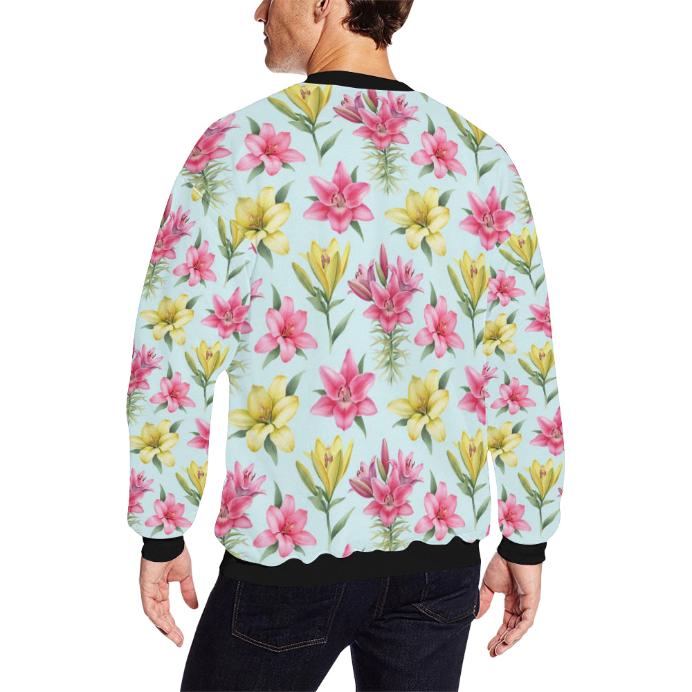 Lily Pattern Print Design LY010 Men Long Sleeve Sweatshirt