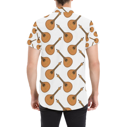 Mandolin Pattern Print Design 01 Men's Short Sleeve Button Up Shirt