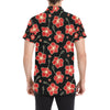 Red Hibiscus Pattern Print Design HB021 Men's Short Sleeve Button Up Shirt