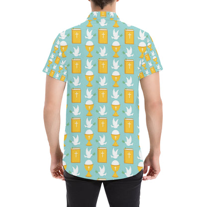 Christian Pattern Print Design 02 Men's Short Sleeve Button Up Shirt