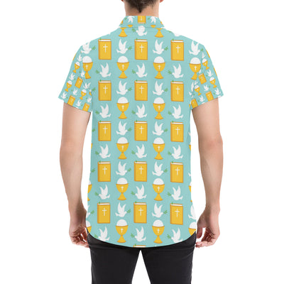 Christian Pattern Print Design 02 Men's Short Sleeve Button Up Shirt