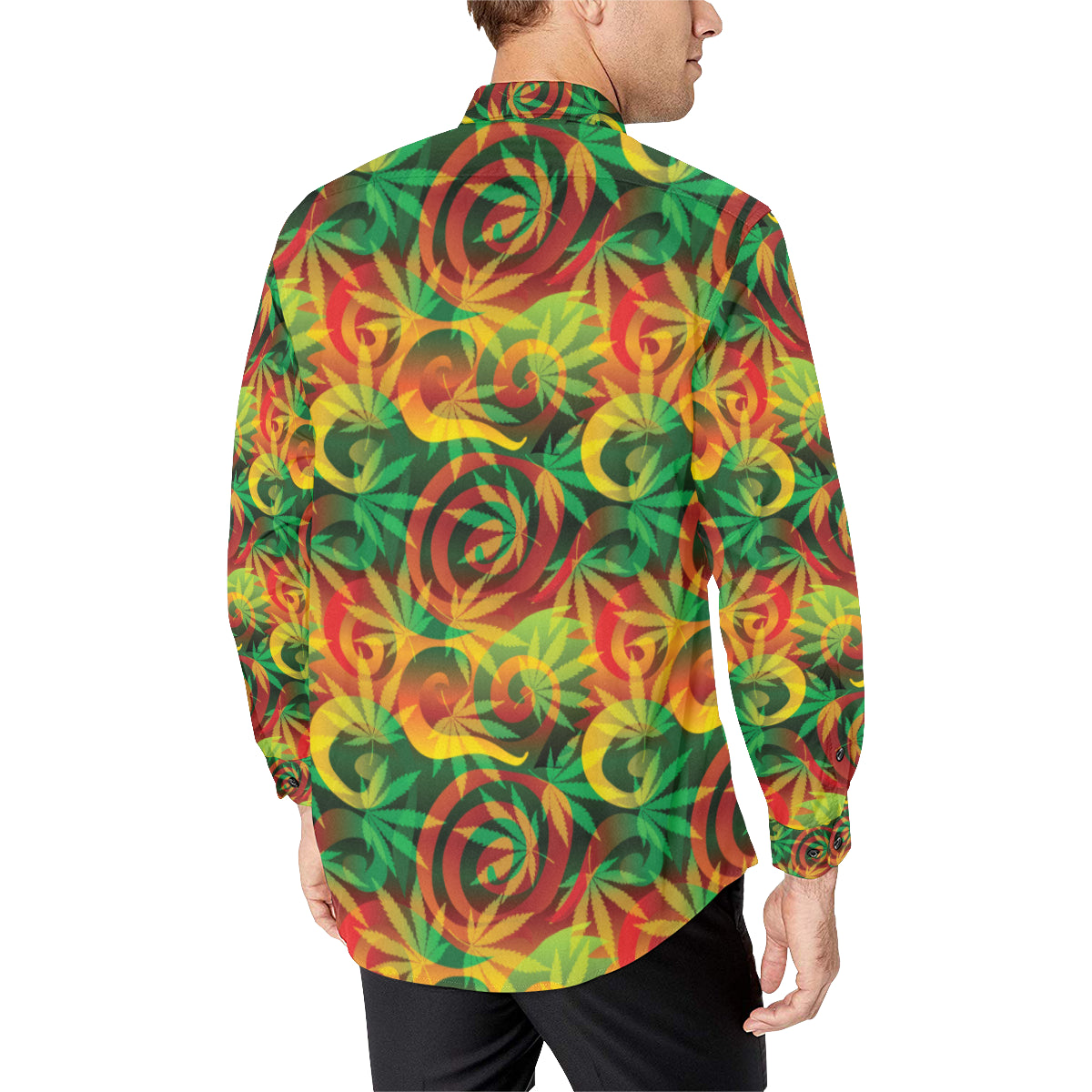 Rastafarian Pattern Print Design A01 Men's Long Sleeve Shirt