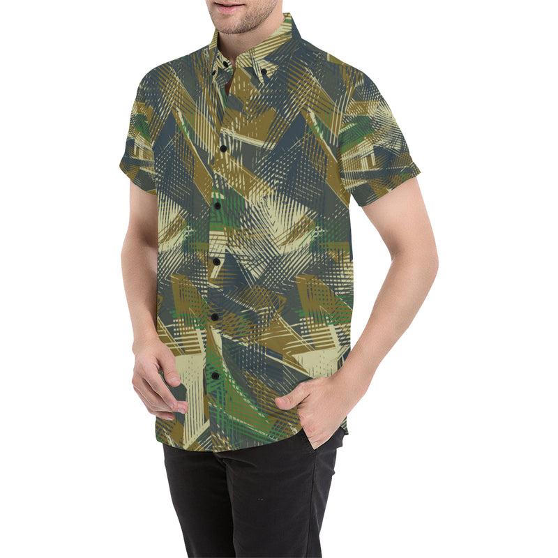 Military Camouflage Pattern Print Design 01 Men's Short Sleeve Button Up Shirt