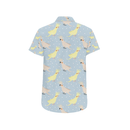 Cockatiel Pattern Print Design 03 Men's Short Sleeve Button Up Shirt