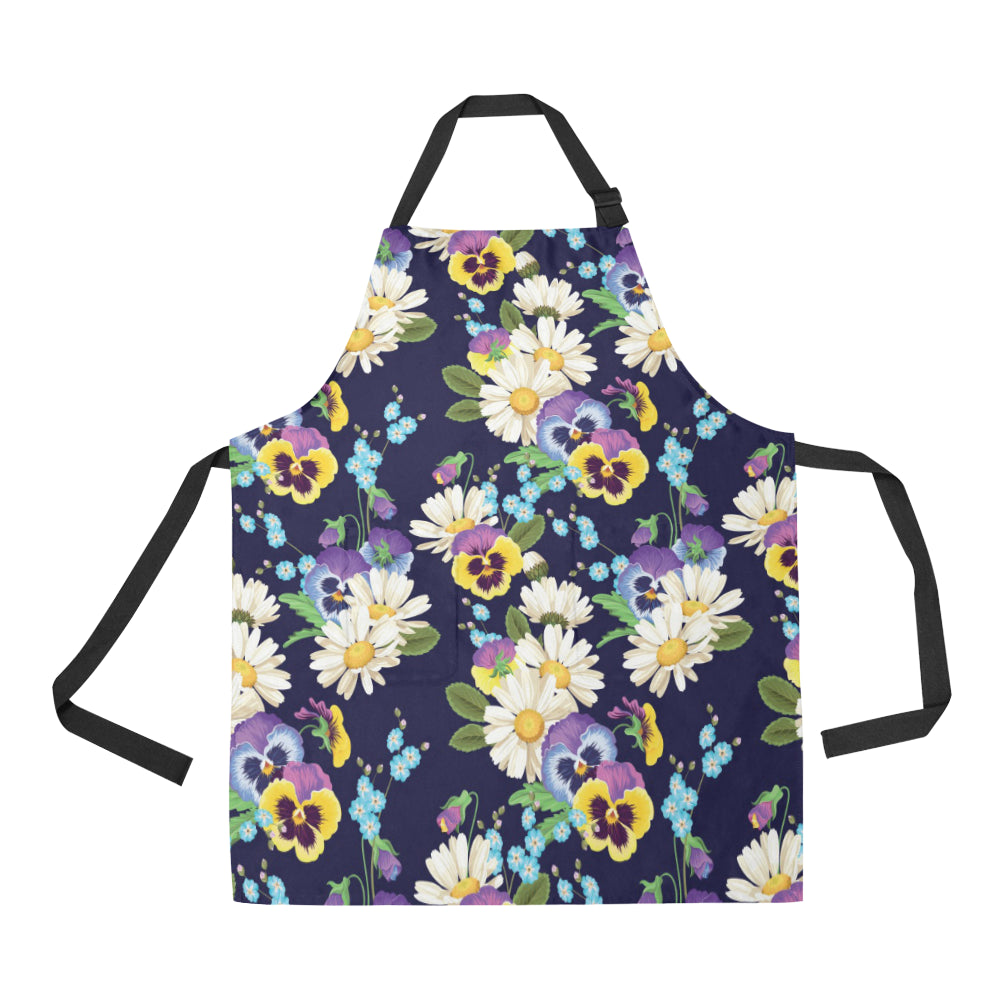 Pansy Pattern Print Design PS03 Apron with Pocket