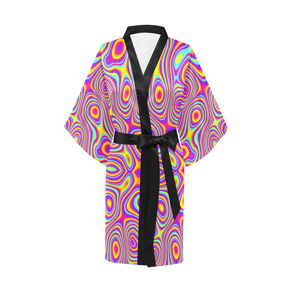 Liquid Pattern Print Design 06 Women's Short Kimono