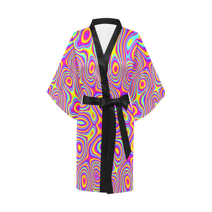 Liquid Pattern Print Design 06 Women's Short Kimono