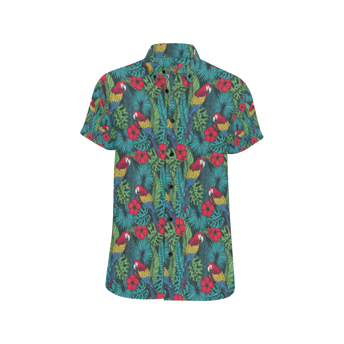 Parrot Pattern Print Design A05 Men's Short Sleeve Button Up Shirt
