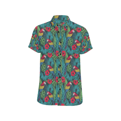 Parrot Pattern Print Design A05 Men's Short Sleeve Button Up Shirt