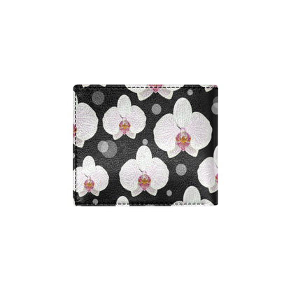 Orchid White Pattern Print Design OR09 Men's ID Card Wallet