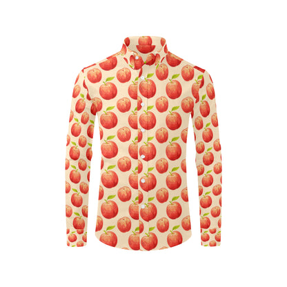 Peach Pattern Print Design A03 Men's Long Sleeve Shirt