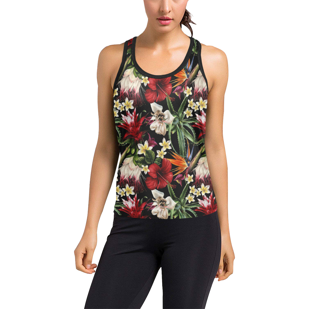 Summer Floral Pattern Print Design SF03 Women's Racerback Tank Top