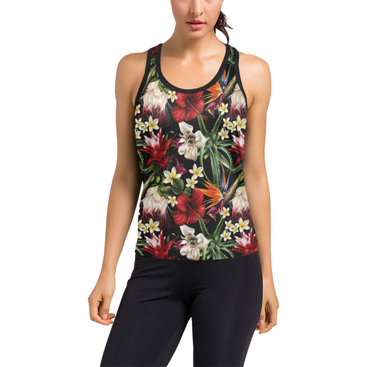 Summer Floral Pattern Print Design SF03 Women's Racerback Tank Top
