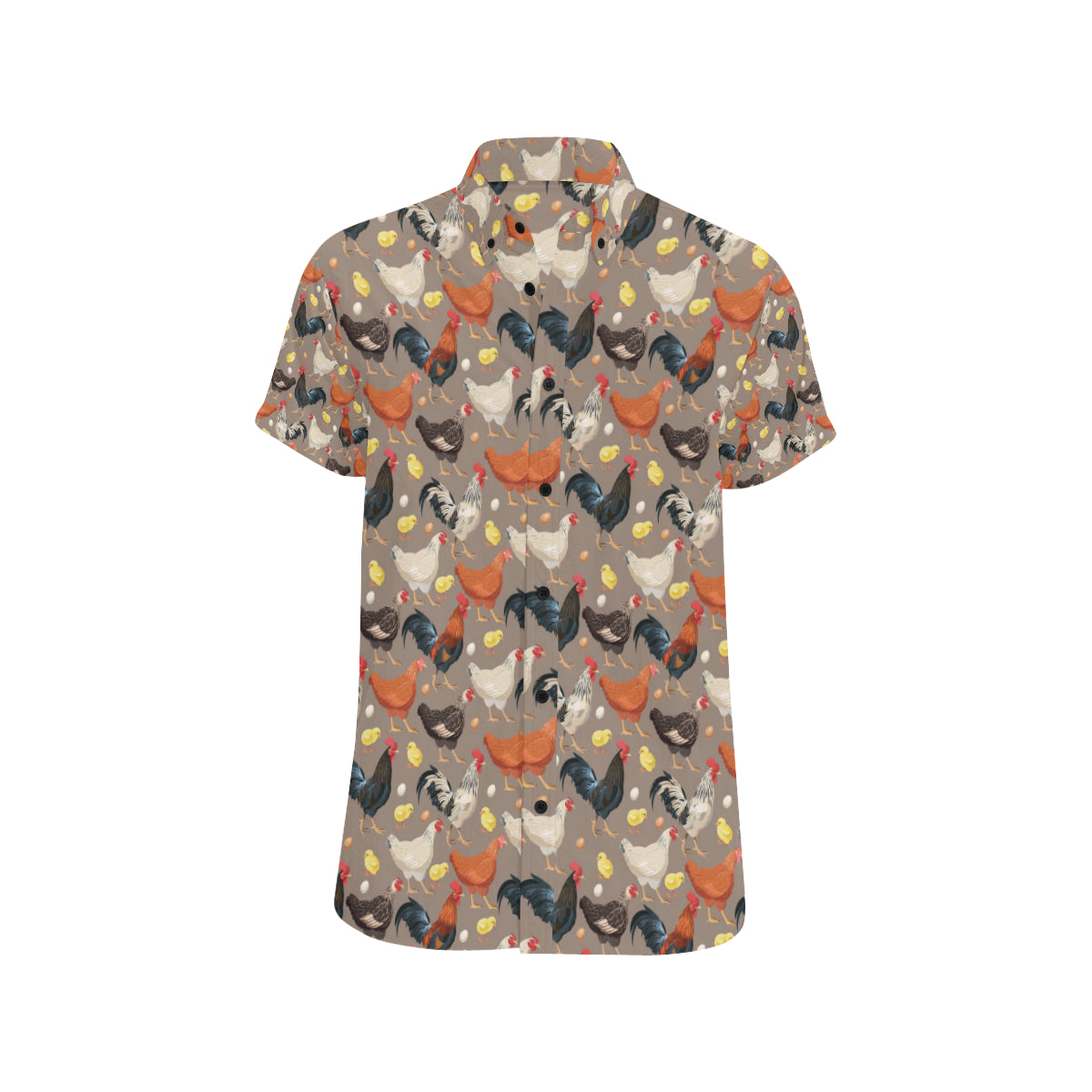 Chicken Evolution Pattern Men's Short Sleeve Button Up Shirt