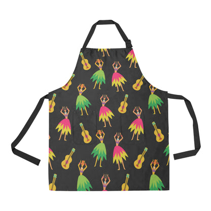 Hula Dancers Hawaiian Girl Pattern Print Design 03 Apron with Pocket
