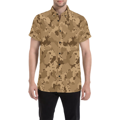 ACU Desert Digital Pattern Print Design 01 Men's Short Sleeve Button Up Shirt