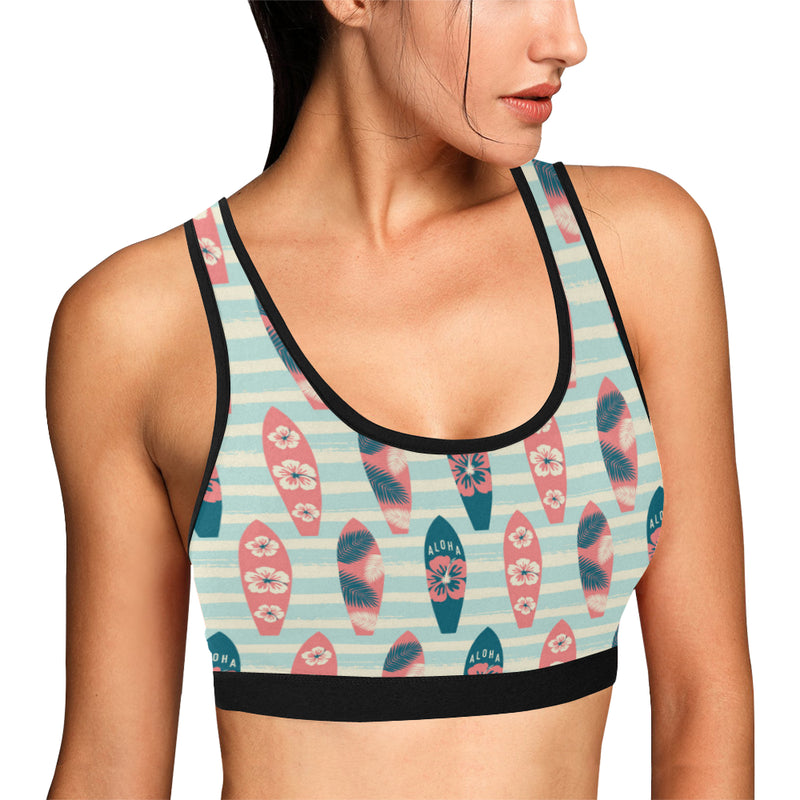 Aloha Hawaii Surfboard Pattern Print Design 02 Sports Bra