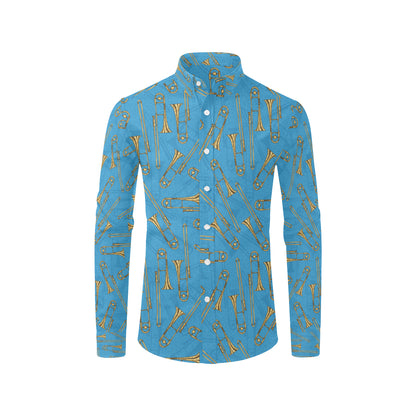 Trombone Pattern Print Design 01 Men's Long Sleeve Shirt