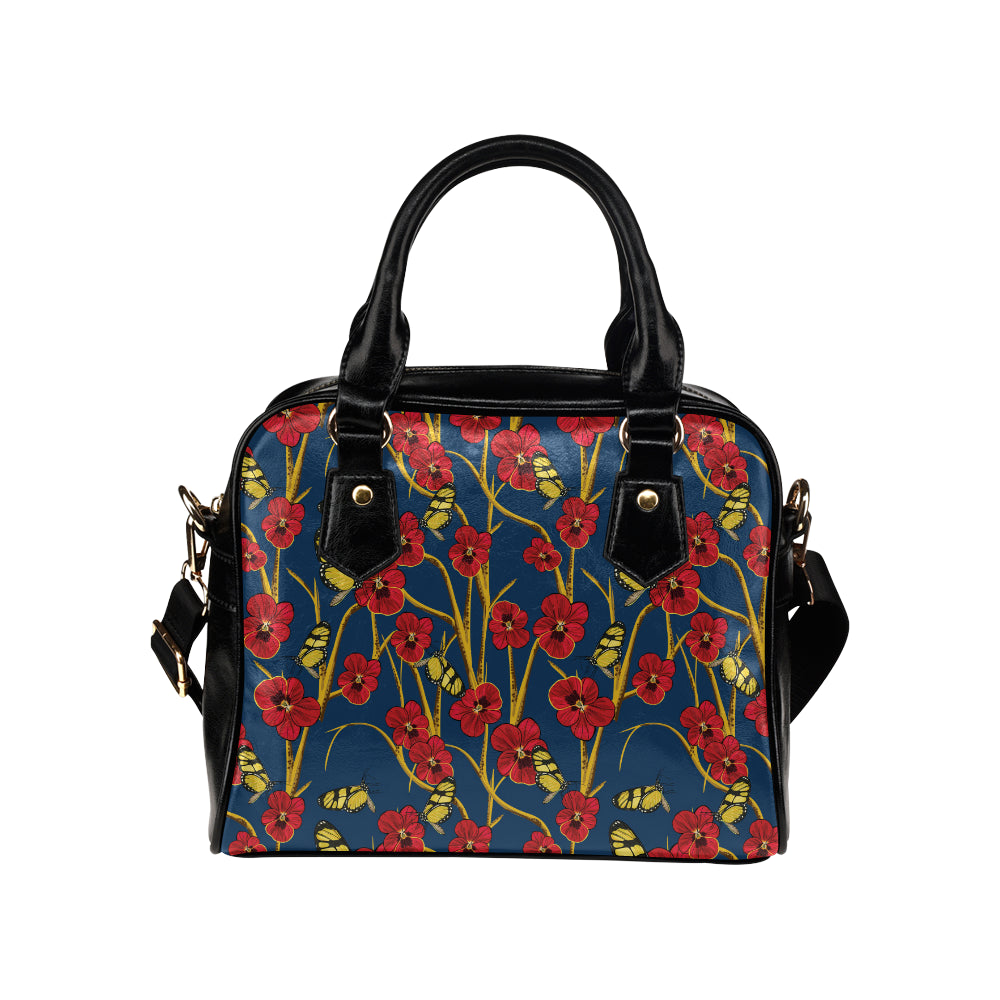 Pansy Pattern Print Design A01 Shoulder Handbag