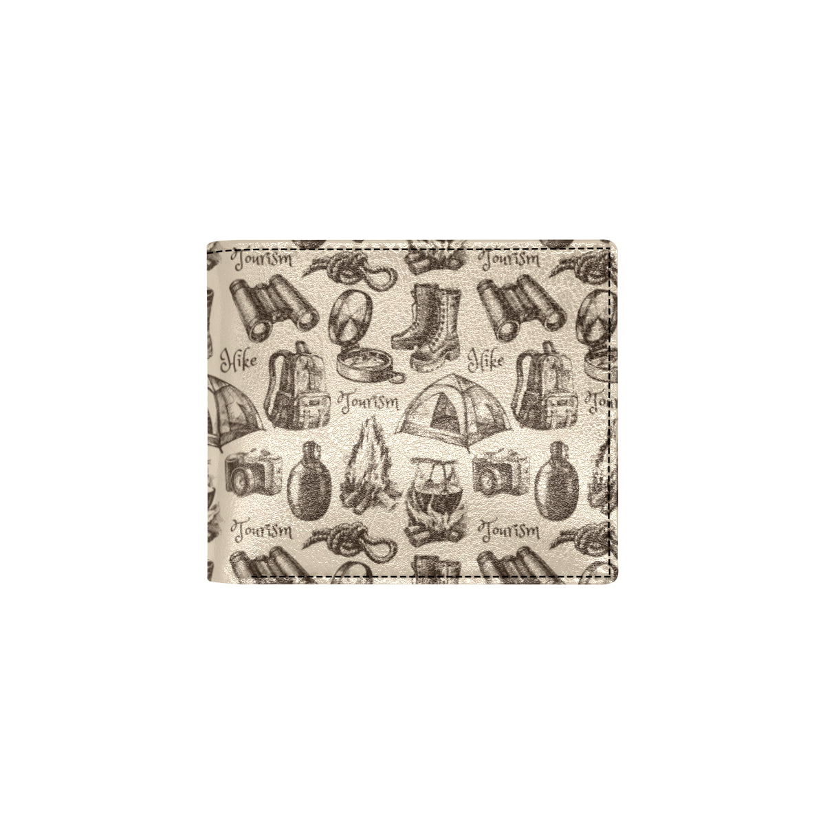 Camping Pattern Print Design 01 Men's ID Card Wallet