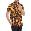 Flame Fire Design Pattern Men's Short Sleeve Button Up Shirt