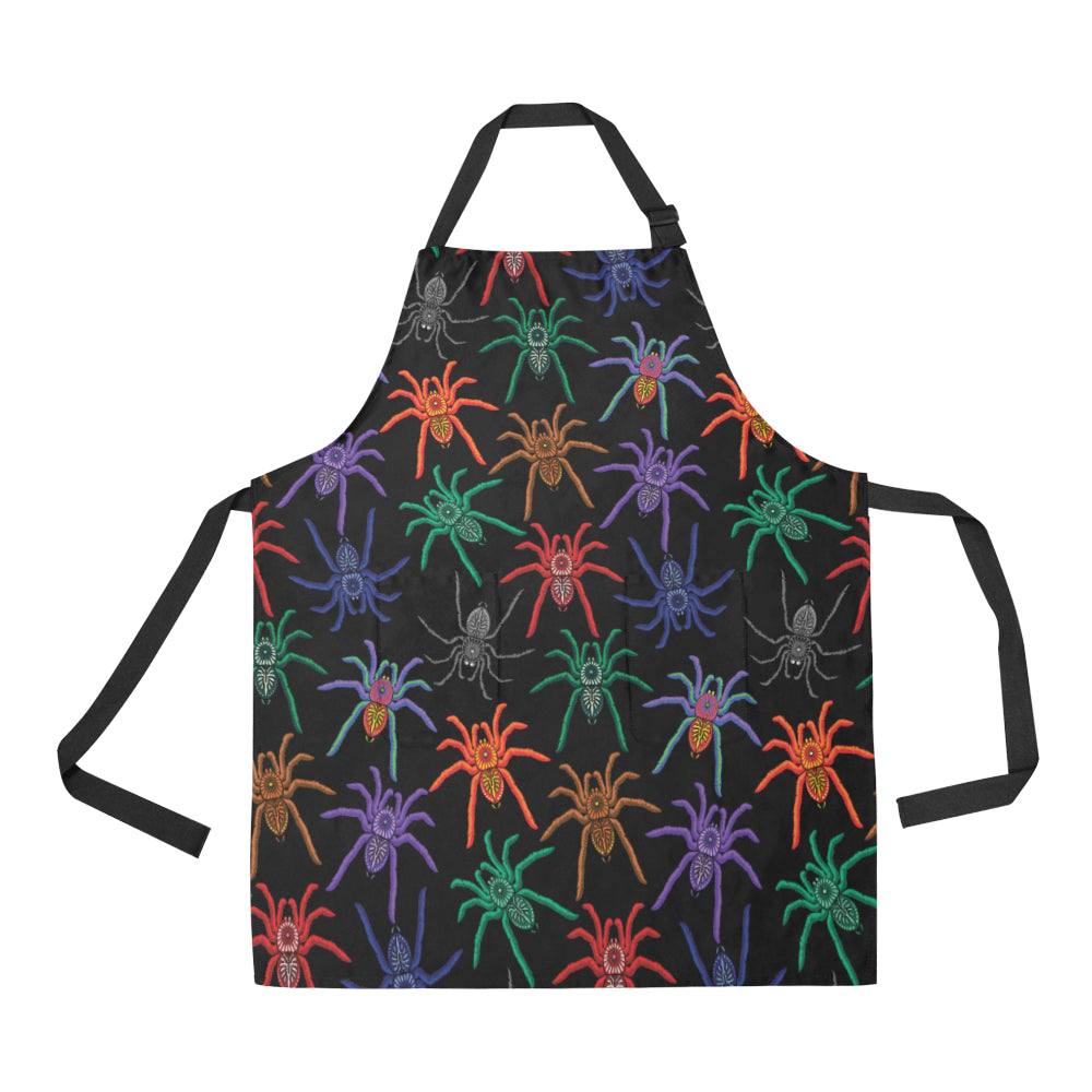 Tarantula Neon Color Pattern Print Design 03 Apron with Pocket