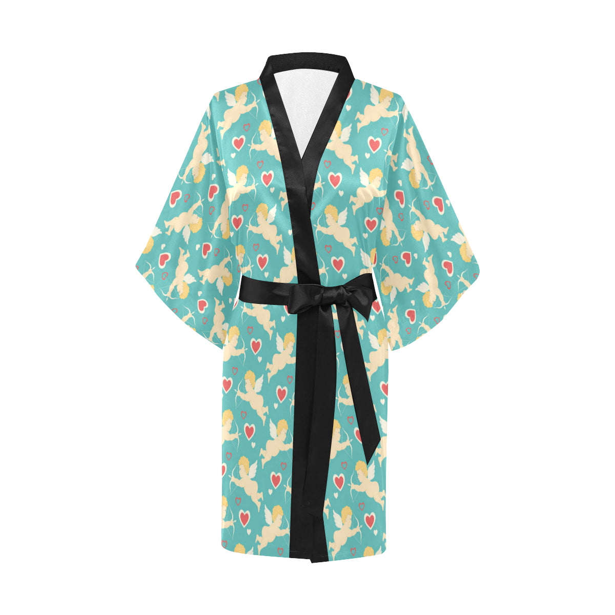 Cupid Pattern Print Design 01 Women's Short Kimono