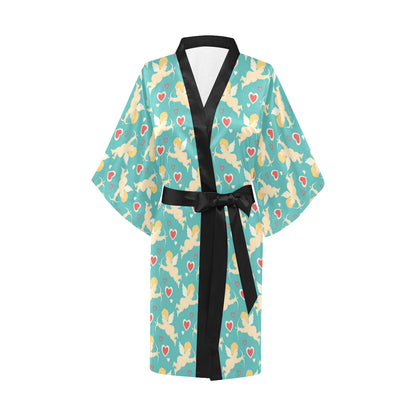 Cupid Pattern Print Design 01 Women's Short Kimono