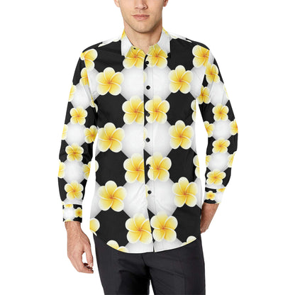 Plumeria Pattern Print Design A04 Men's Long Sleeve Shirt