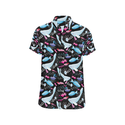 Manatee Pattern Print Design 02 Men's Short Sleeve Button Up Shirt