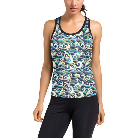 Surf Wave Pattern Women's Racerback Tank Top