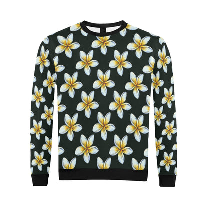 White Plumeria Pattern Print Design PM022 Men Long Sleeve Sweatshirt