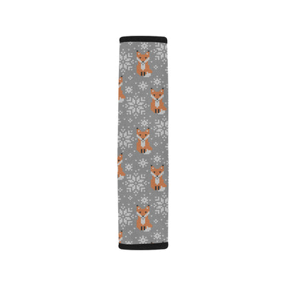 Knit Red Fox Pattern Print Design 02 Car Seat Belt Cover