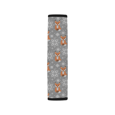 Knit Red Fox Pattern Print Design 02 Car Seat Belt Cover