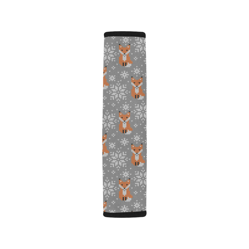 Knit Red Fox Pattern Print Design 02 Car Seat Belt Cover