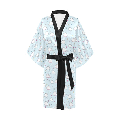 Cloud  Pattern Print Design 01 Women's Short Kimono