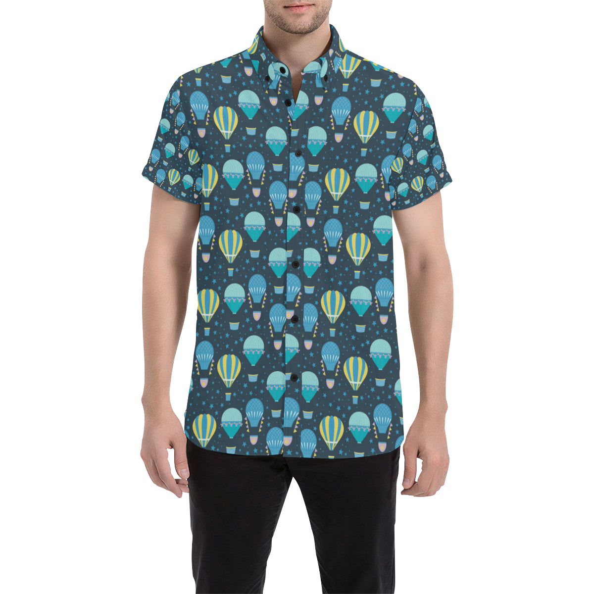 Ballon Pattern Print Design 06 Men's Short Sleeve Button Up Shirt