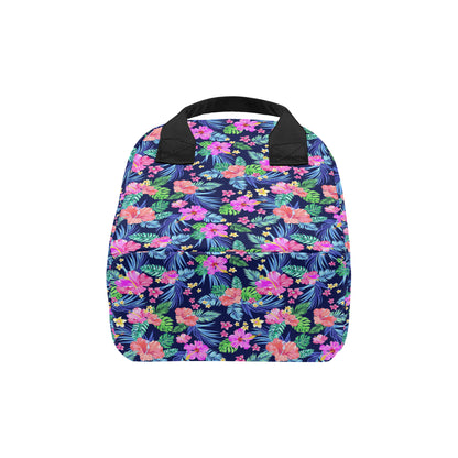 Neon Hibiscus Pattern Print Design HB016 Insulated Lunch Bag