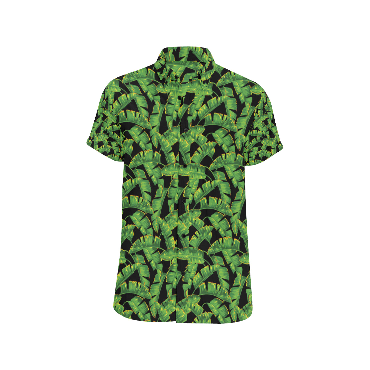 Banana Leaf Pattern Print Design 03 Men's Short Sleeve Button Up Shirt