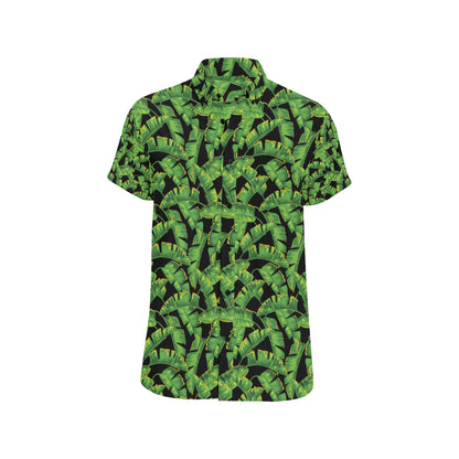 Banana Leaf Pattern Print Design 03 Men's Short Sleeve Button Up Shirt
