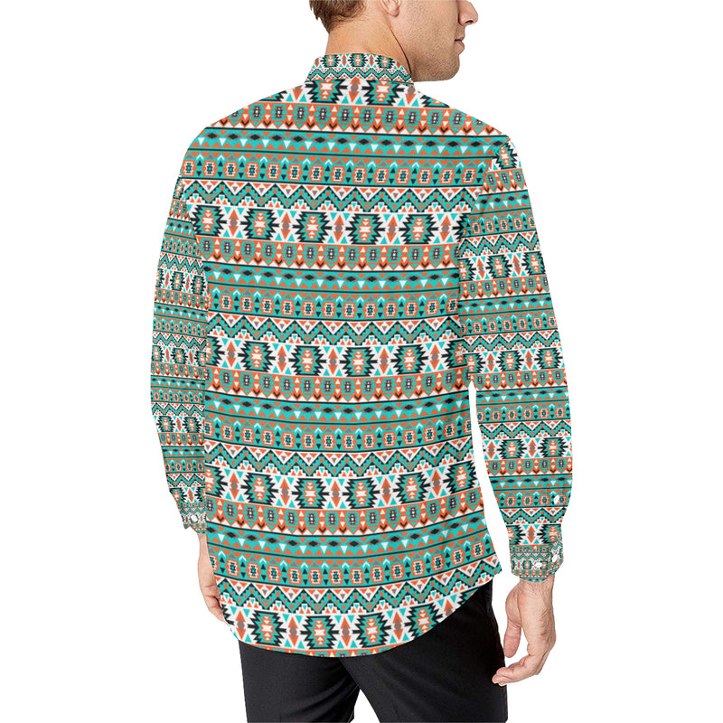 Indian Navajo Ethnic Themed Design Print Men's Long Sleeve Shirt